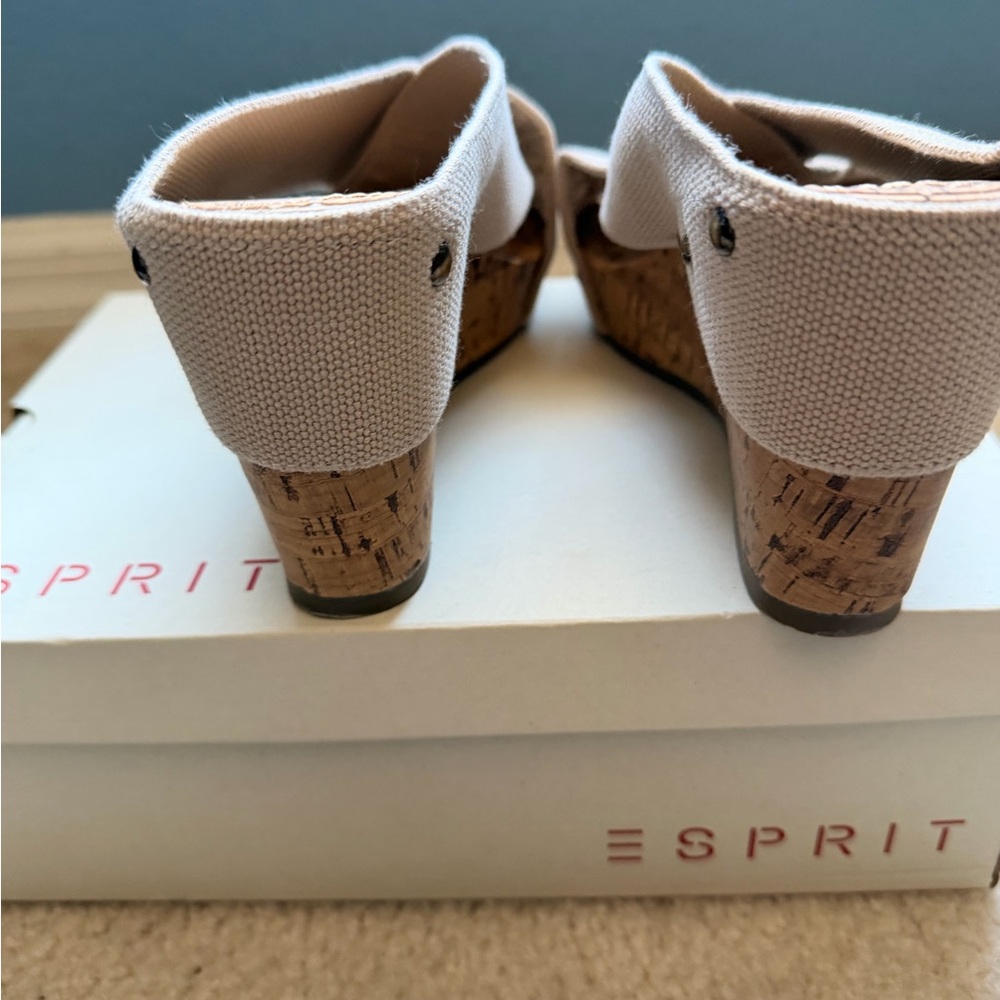 Esprit Beige Cork Wedge Slide Sandals - Picture 3 of 7